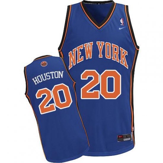 Men's Nike New York Knicks #20 Allan Houston Authentic Royal Blue Throwback NBA Jersey - Ujersey
