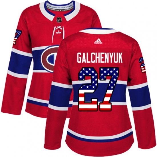 Women's Adidas Montreal Canadiens #27 Alex Galchenyuk Authentic Red USA Flag Fashion NHL Jersey - Ujersey