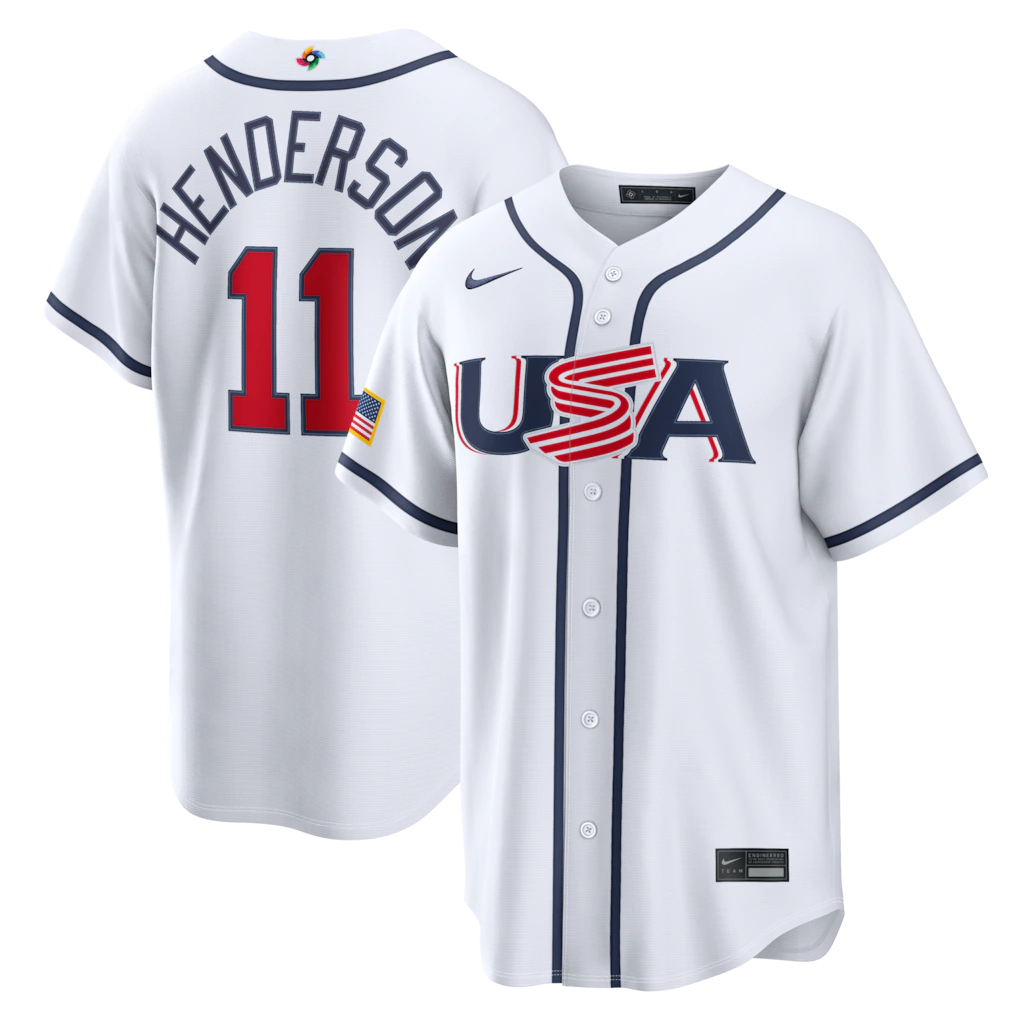 Men's USA Baseball Gunnar Henderson Nike White 2026 World Baseball Classic Home Stadium Jersey - ujerseystore
