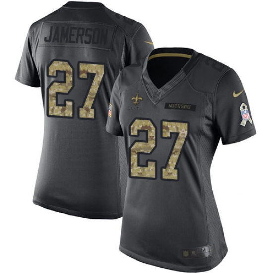 Women's Nike New Orleans Saints #27 Natrell Jamerson Limited Black 2016 Salute to Service NFL Jersey - Ujersey