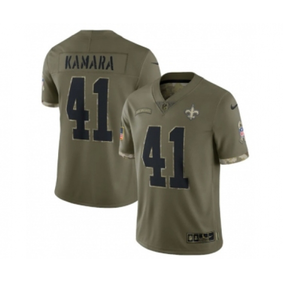 Men's New Orleans Saints #41 Alvin Kamara 2022 Olive Salute To Service Limited Stitched Jersey - Ujersey