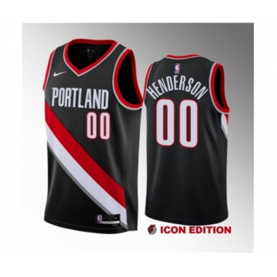 Men's Portland Trail Blazers #00 Scoot Henderson Black 2023 Draft Icon Edition Stitched Basketball Jersey - Ujersey