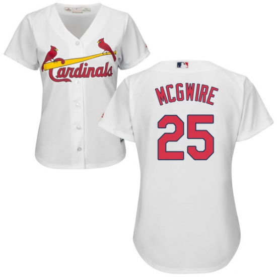Women's Majestic St. Louis Cardinals #25 Mark McGwire Authentic White Home Cool Base MLB Jersey - Ujersey