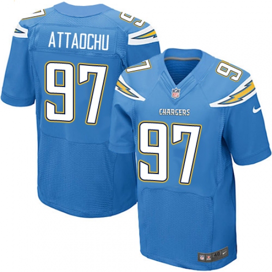 Men's Nike Los Angeles Chargers #97 Jeremiah Attaochu Elite Electric Blue Alternate NFL Jersey - Ujersey
