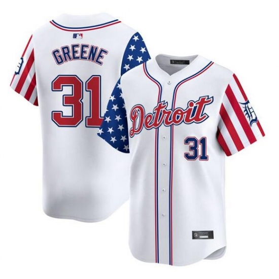 Men's Detroit Tigers #31 Riley Greene White 2025 Independence Day Vapor Premier Limited Stitched Baseball Jersey - Ujersey