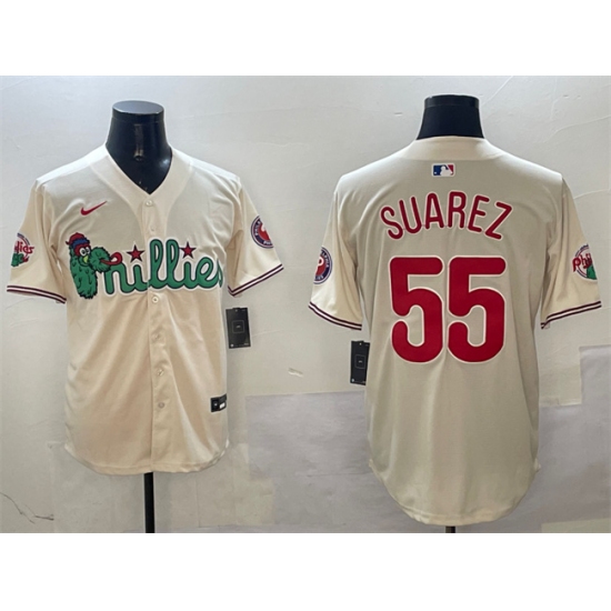 Men's Philadelphia Phillies #55 Ranger Suárez Cream Phanatic Limited Stitched Jersey - Ujersey
