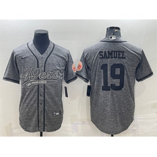 Men's San Francisco 49ers #19 Deebo Samuel Gray With Patch Cool Base Stitched Baseball Jersey - Ujersey