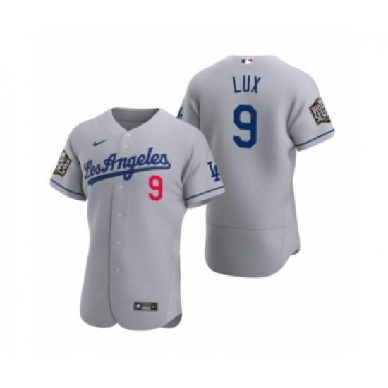 Men's Los Angeles Dodgers #9 Gavin Lux Nike Gray 2020 World Series Authentic Jersey - Ujersey