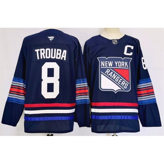 Men's New York Rangers #8 Jacob Trouba Navy 2024-25 Stitched Jersey - Ujersey