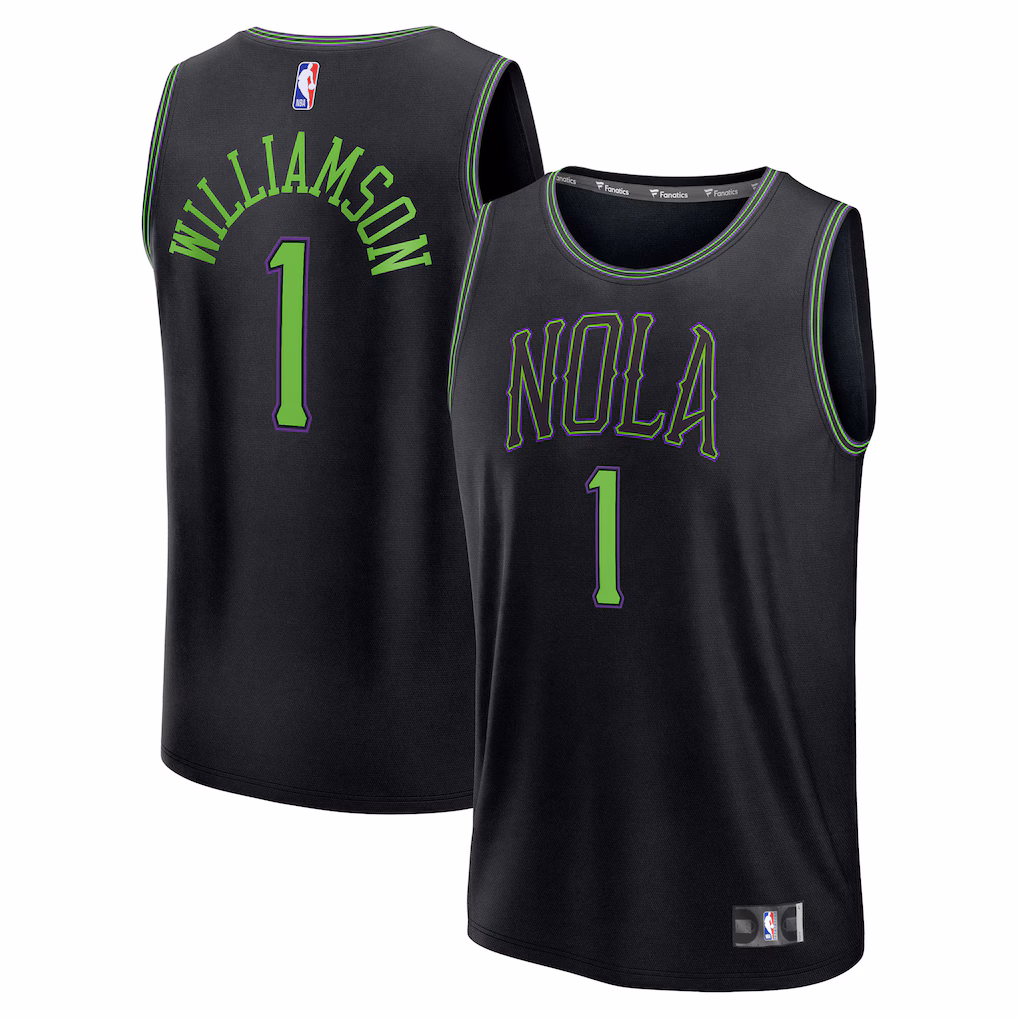 Men's New Orleans Pelicans Zion Williamson Fanatics Black 2025/26 City Edition Fast Break Jersey