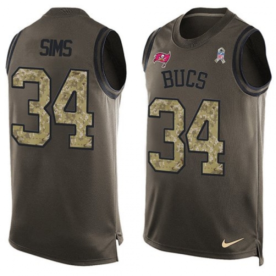 Men's Nike Tampa Bay Buccaneers #34 Charles Sims Limited Green Salute to Service Tank Top NFL Jersey - Ujersey