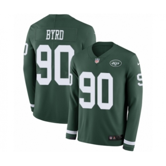 Men's Nike New York Jets #90 Dennis Byrd Limited Green Therma Long Sleeve NFL Jersey - Ujersey
