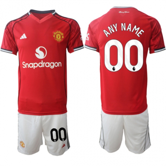 Men's Manchester United Custom 2025-26 Red Home Soccer Jersey Suit - Ujersey