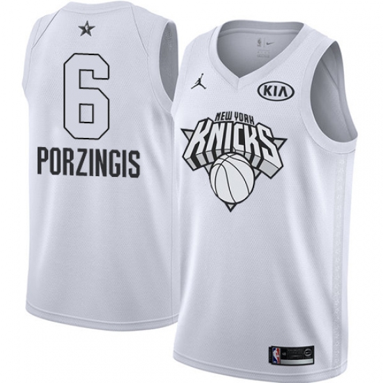Youth Nike Jordan New York Knicks #6 Kristaps Porzingis Swingman White 2018 All-Star Game NBA Jersey - Ujersey