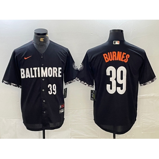 Men's Baltimore Orioles #39 Corbin Burnes Number Black 2023 City Connect Cool Base Stitched Jerseys