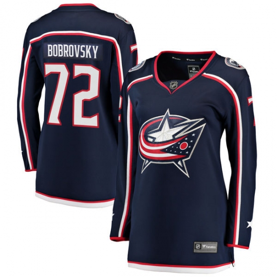 Women's Columbus Blue Jackets #72 Sergei Bobrovsky Fanatics Branded Navy Blue Home Breakaway NHL Jersey - Ujersey