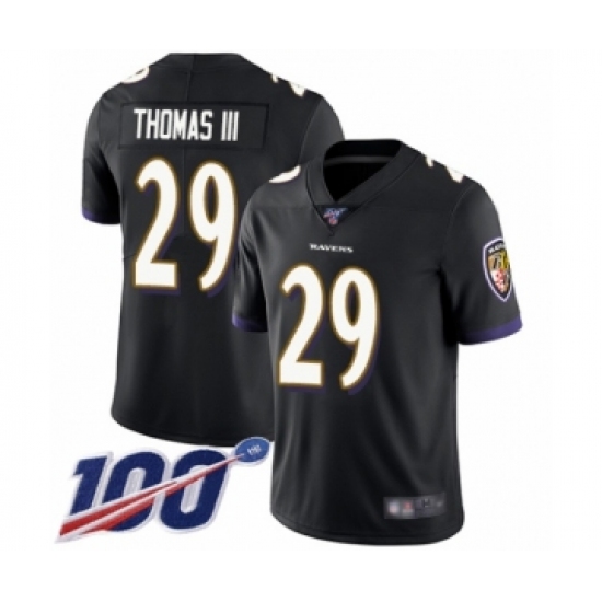 Men's Baltimore Ravens #29 Earl Thomas III Black Alternate Vapor Untouchable Limited Player 100th Season Football Jersey - Ujersey