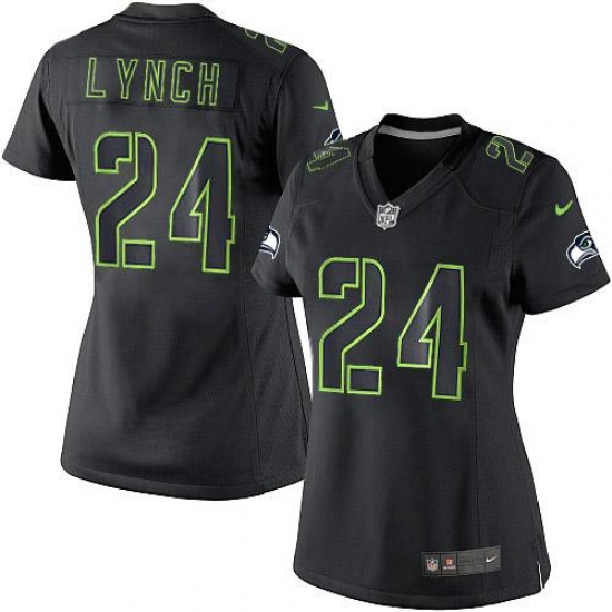 Women's Nike Seattle Seahawks #24 Marshawn Lynch Limited Black Impact NFL Jersey - Ujersey