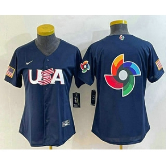 Women's USA Baseball 2023 Navy Big Logo World Classic Stitched Jerseys