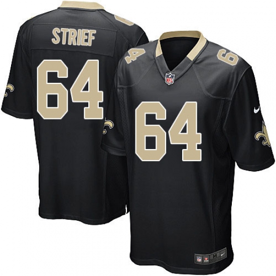 Men's Nike New Orleans Saints #64 Zach Strief Game Black Team Color NFL Jersey - Ujersey