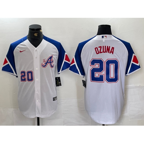 Men's Atlanta Braves #20 Marcell Ozuna Number White 2023 City Connect Flex Base Stitched Jersey