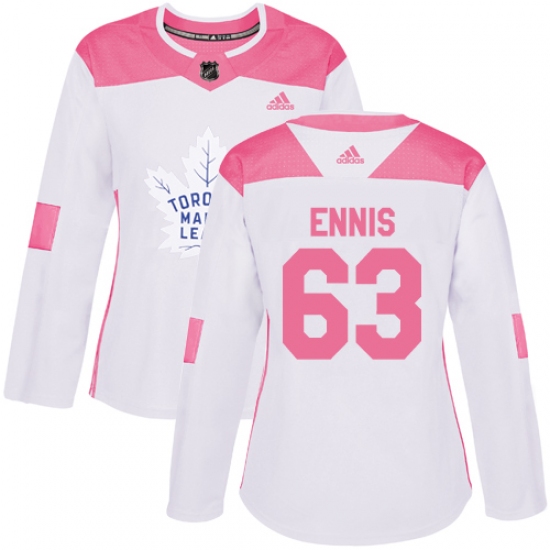 Women's Adidas Toronto Maple Leafs #63 Tyler Ennis Authentic White Pink Fashion NHL Jersey - Ujersey