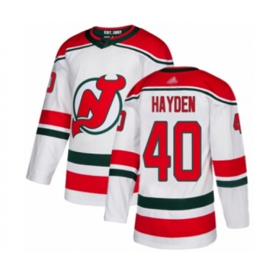 Men's New Jersey Devils #40 John Hayden Authentic White Alternate Hockey Jersey - Ujersey