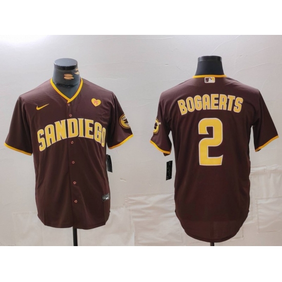 Men's San Diego Padres #2 Xander Bogaerts Brown With PS Cool Base Stitched Jersey - Ujersey