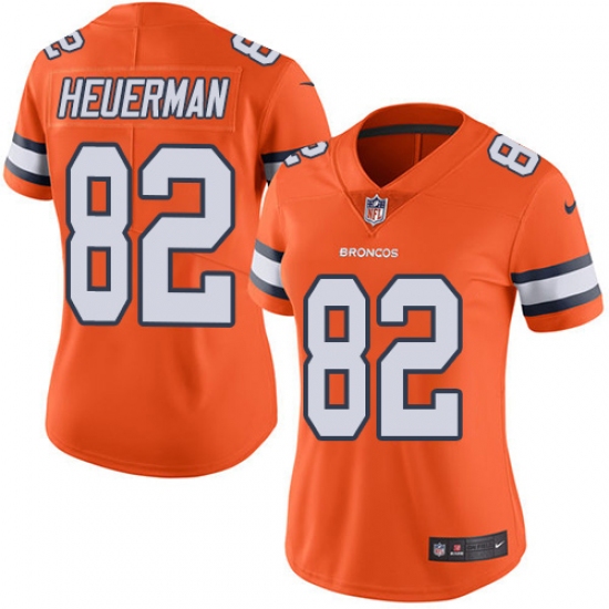 Women's Nike Denver Broncos #82 Jeff Heuerman Elite Orange Rush Vapor Untouchable NFL Jersey - Ujersey