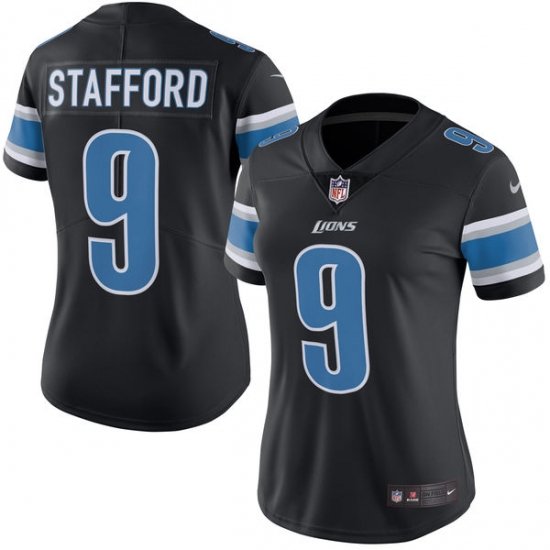 Women's Nike Detroit Lions #9 Matthew Stafford Limited Black Rush Vapor Untouchable NFL Jersey - Ujersey