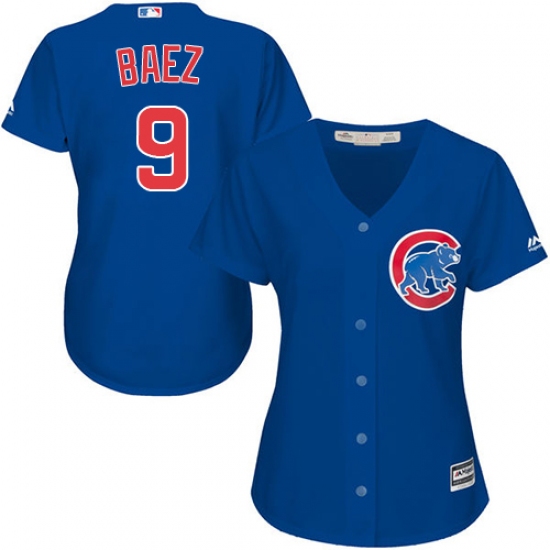 Women's Majestic Chicago Cubs #9 Javier Baez Authentic Royal Blue Alternate MLB Jersey - Ujersey