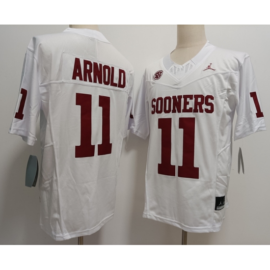 Men's Oklahoma Sooners #11 Jackson Arnold White FUSE College Stitched Jersey - Ujersey