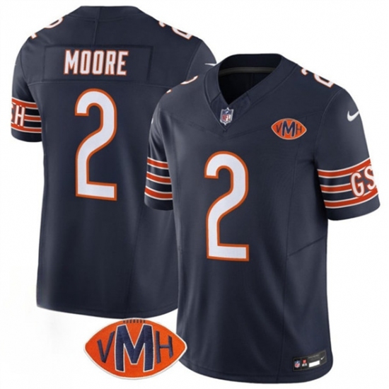 Men's Chicago Bears #2 D.J. Moore Navy 2025 F.U.S.E. With VMH Vapor Untouchable Limited Football Stitched Jersey - Ujersey