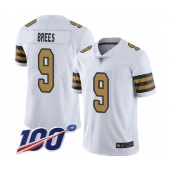 Men's New Orleans Saints #9 Drew Brees Limited White Rush Vapor Untouchable 100th Season Football Jersey - Ujersey