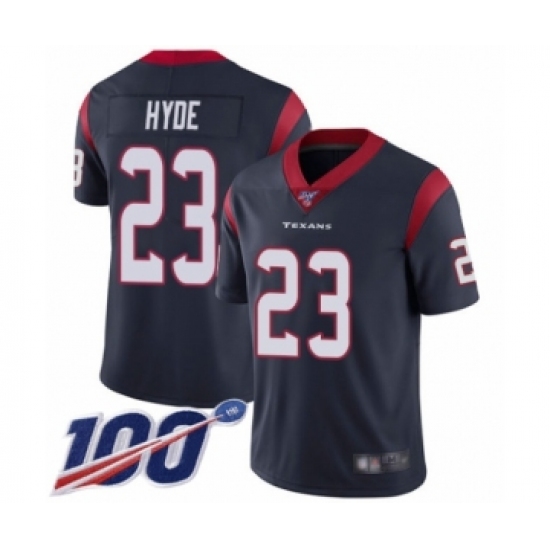 Youth Houston Texans #23 Carlos Hyde Navy Blue Team Color Vapor Untouchable Limited Player 100th Season Football Jersey - Ujersey