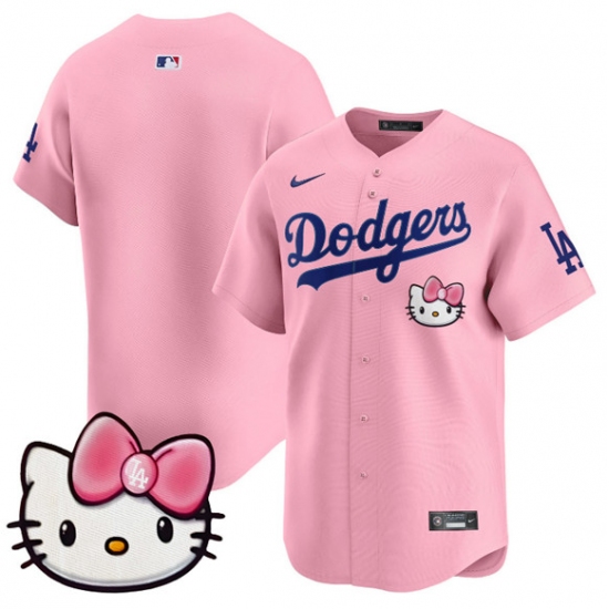 Men's Los Angeles Dodgers Blank Pink 2025 Hello Kitty Vapor Limited Stitched Baseball Jersey - Ujersey