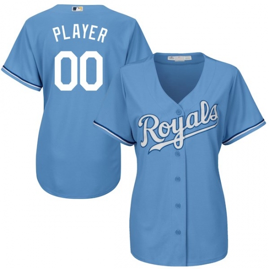 Women's Kansas City Royals Majestic Light Blue Cool Base Custom Alternate Jersey - Ujersey