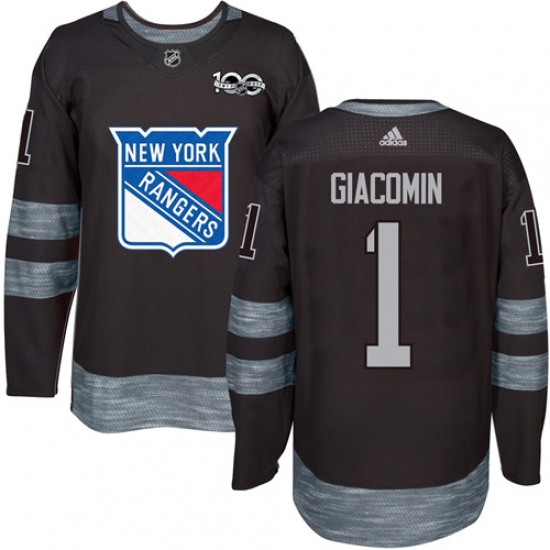 Men's Adidas New York Rangers #1 Eddie Giacomin Premier Black 1917-2017 100th Anniversary NHL Jersey - Ujersey