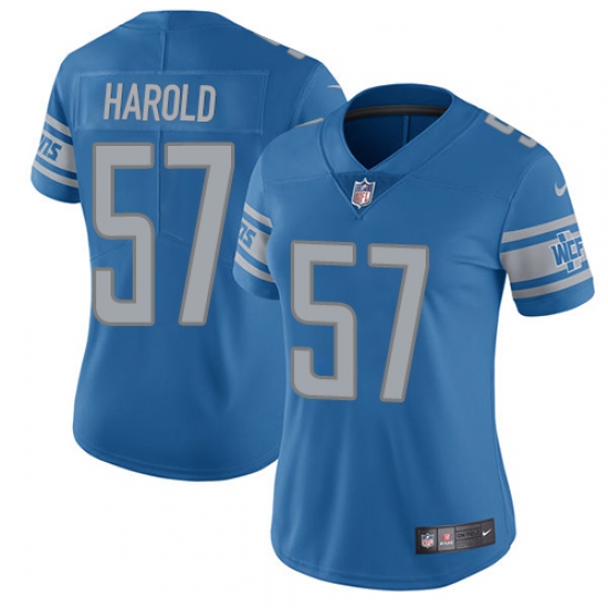 Women Nike Detroit Lions #57 Eli Harold Blue Team Color Vapor Untouchable Limited Player NFL Jersey - Ujersey