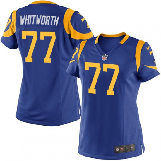 Women's Nike Los Angeles Rams #77 Andrew Whitworth Game Royal Blue Alternate NFL Jersey - Ujersey