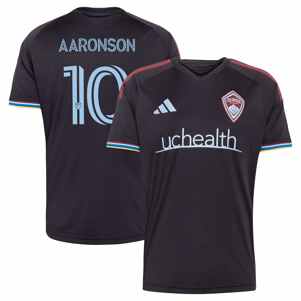 Men's Colorado Rapids Paxten Aaronson adidas Black 2026 Colorful Colorado Replica Jersey - ujerseystore