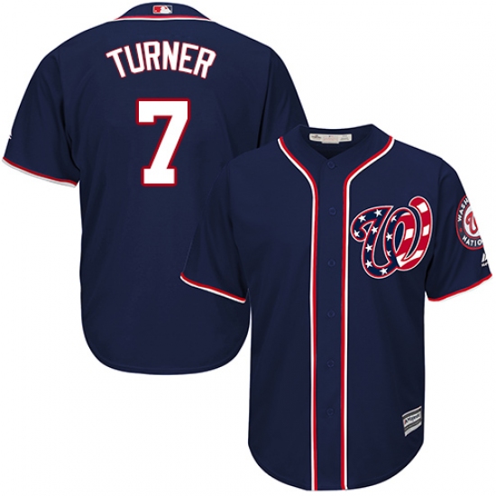 Men's Majestic Washington Nationals #7 Trea Turner Replica Navy Blue Alternate 2 Cool Base MLB Jersey - Ujersey
