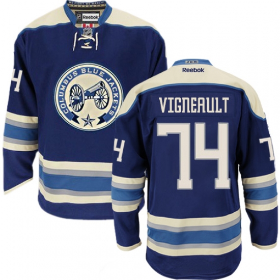 Youth Reebok Columbus Blue Jackets #74 Sam Vigneault Authentic Navy Blue Third NHL Jersey - Ujersey