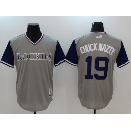 Men's Colorado Rockies #19 Charlie Blackmon Gray Baseball Jersey - Ujersey