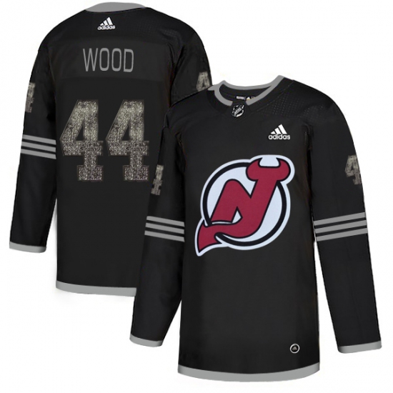 Men's Adidas New Jersey Devils #44 Miles Wood Black Authentic Classic Stitched NHL Jersey - Ujersey