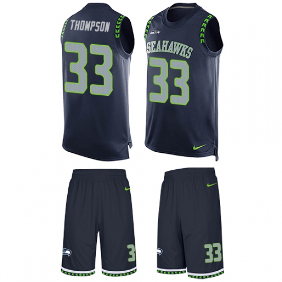 Men's Nike Seattle Seahawks #33 Tedric Thompson Limited Steel Blue Tank Top Suit NFL Jersey - Ujersey