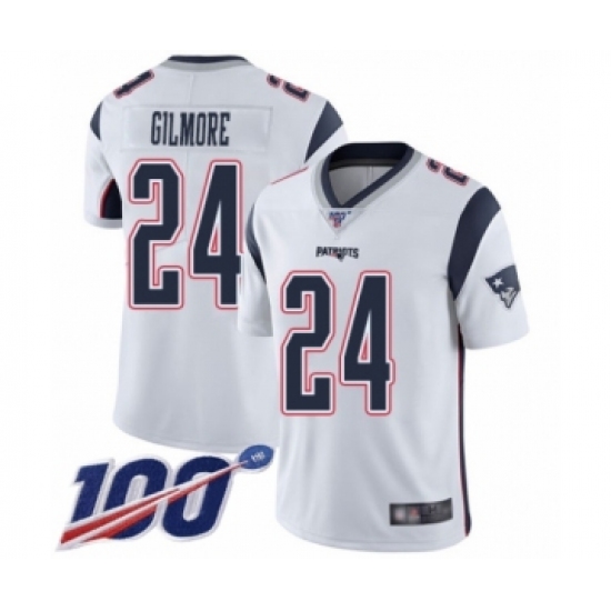 Men's New England Patriots #24 Stephon Gilmore White Vapor Untouchable Limited Player 100th Season Football Jersey - Ujersey
