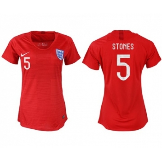 Women's England #5 Stones Away Soccer Country Jersey
