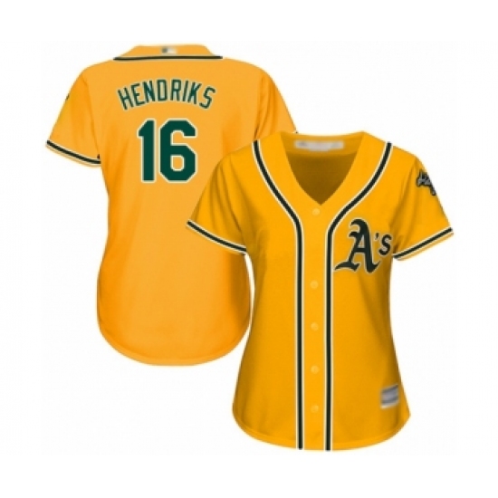 Women's Oakland Athletics #16 Liam Hendriks Authentic Gold Alternate 2 Cool Base Baseball Jersey - Ujersey