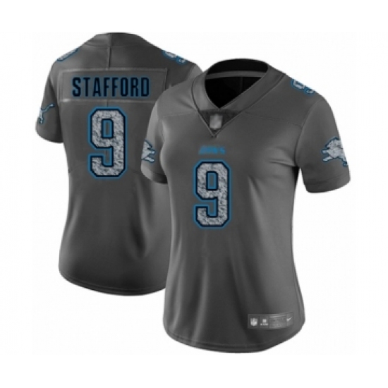 Women's Detroit Lions #9 Matthew Stafford Limited Gray Static Fashion Football Jersey - Ujersey